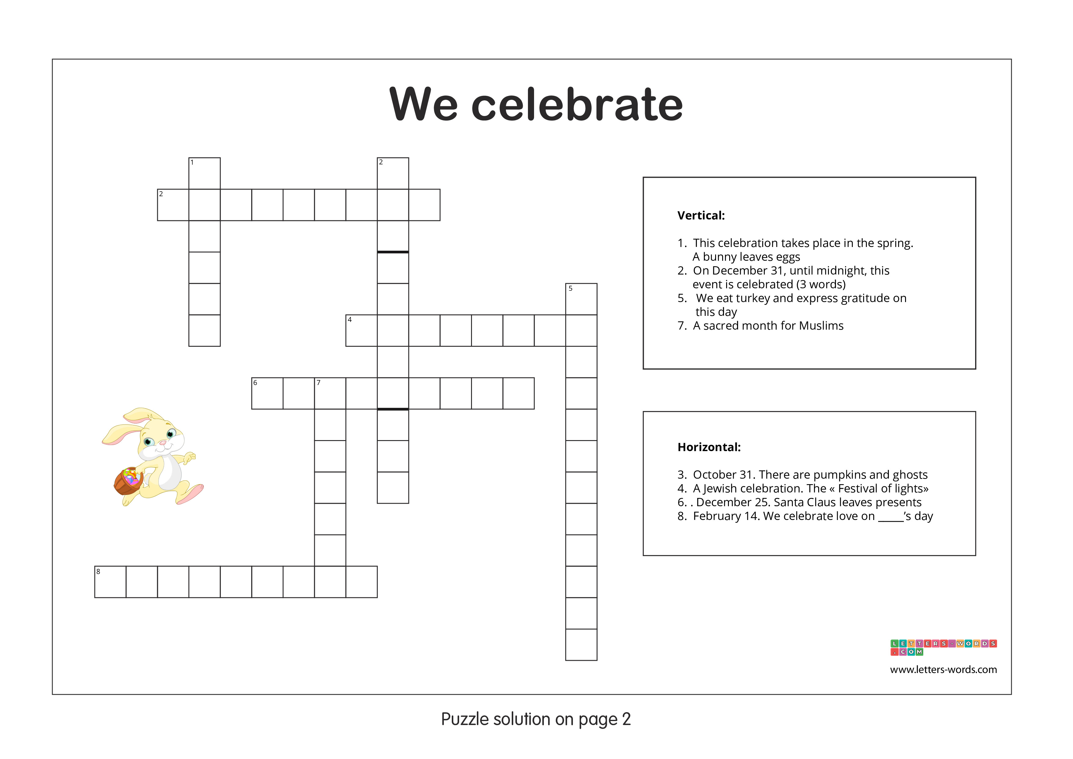 Crossword puzzles for children aged 10+ - We celebrate