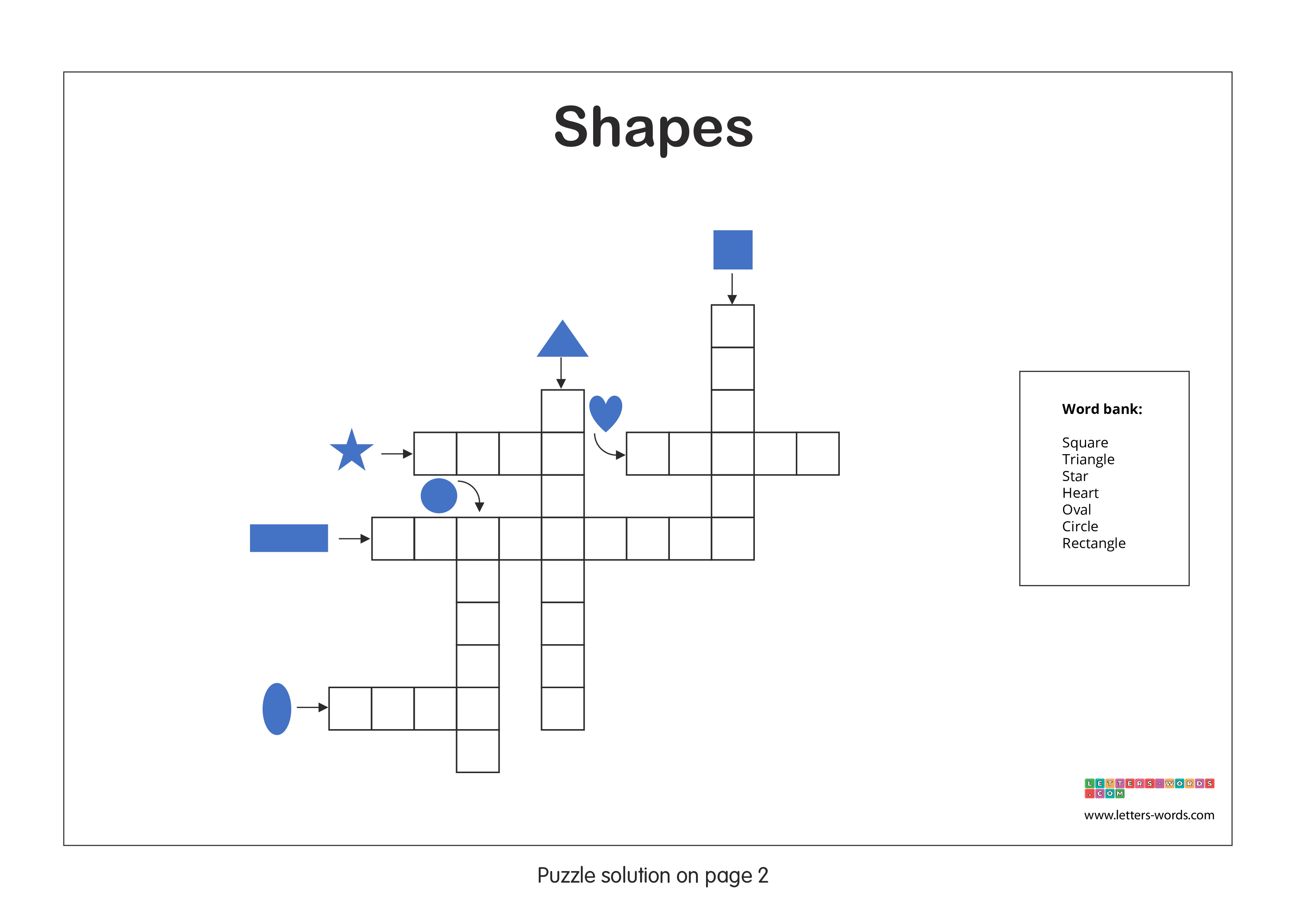 Kindergarten Crossword Puzzle - Shapes